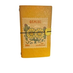 Travelers Notebook Journal Refillable Faux Leather A3 Zodiac Gemini Yellow